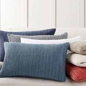 Pottery Barn Honeycomb Lumbar Pillow Cover - Denim Blue - (1)